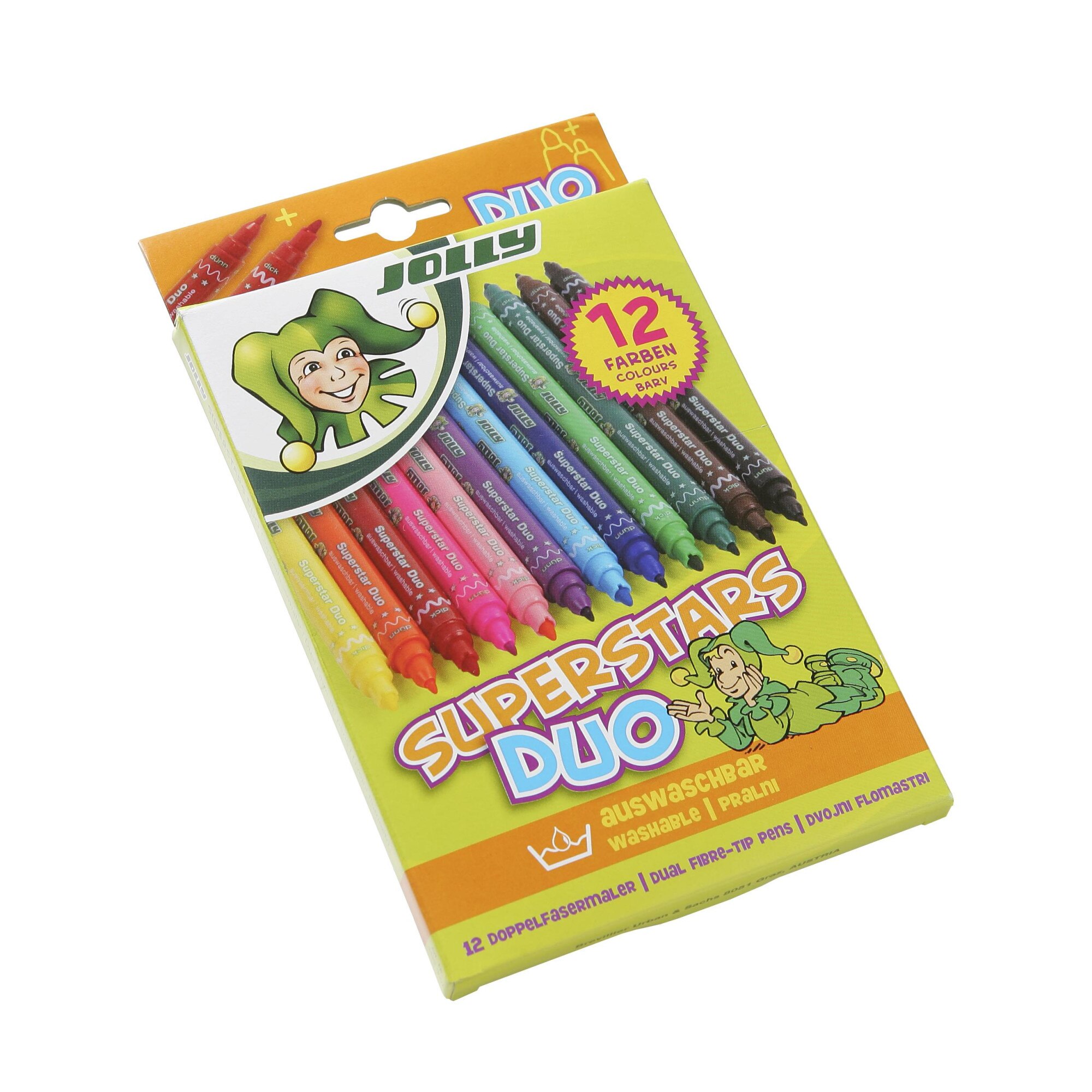 Carioci lavabile JOLLY 12 culori/set-2 varfuri