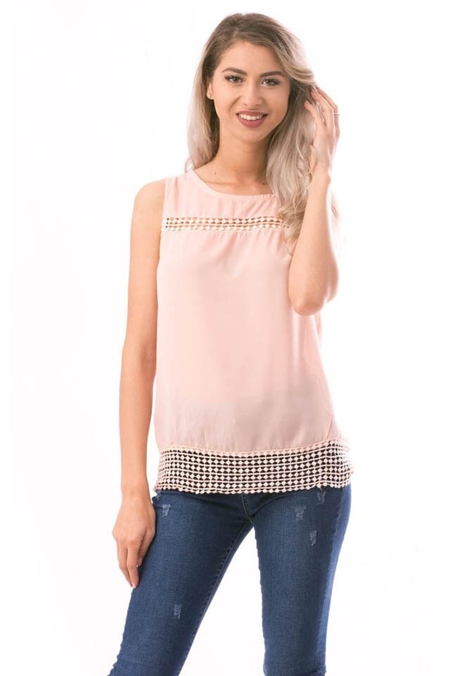 Tricou dama fara maneci beautynest, Roz pal, M-L