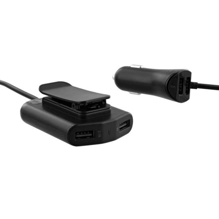 Incarcator auto TnB, 2 porturi USB fata + 2 porturi USB spate 6.2A