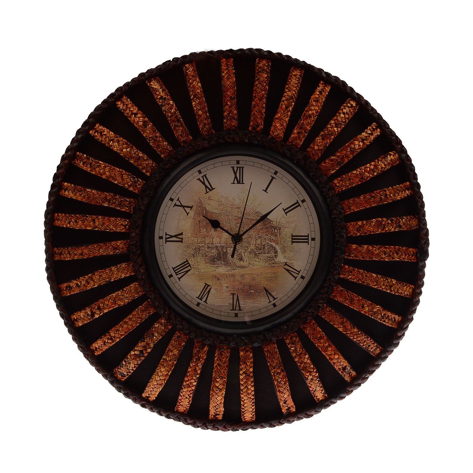 Ceas decorativ din bambus PAKA, realizat manual, 49 cm