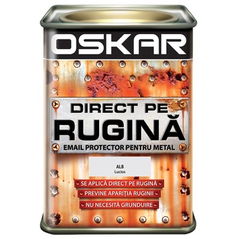 Vopsea Oskar Direct pe Rugina Alb Lucios 0.5l Vopsea Oskar Direct pe Rugina Alb Lucios 0.5l