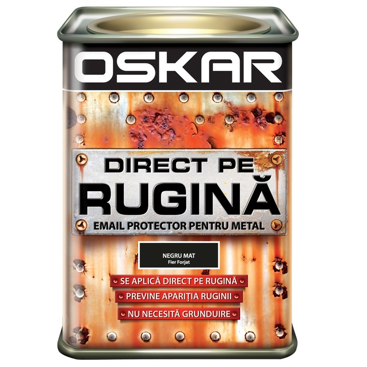 Vopsea Oskar Direct pe Rugina Negru Mat Fier Forjat 0.5l