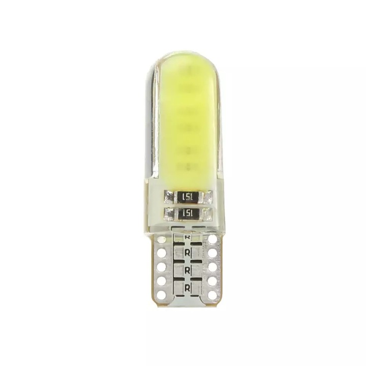 LED крушка T10 ултра ярка - w5w, позиционни / плафони / багажник / жабка, силиций, canbus, чисто бяла светлина 6000k - модел 2022