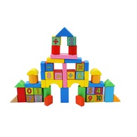 Cutie educativa cuburi de construit din lemn colorate cu numere