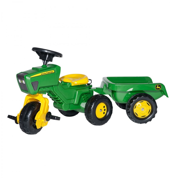 Детска триколка Rolly Trac John Deere с ремарке, Зелен