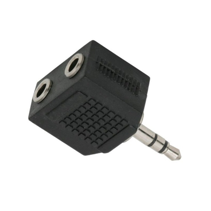 Adaptor audio, mufa stereo Jack 3.5 mm, 2 prize stereo Jack 3.5 mm, Home