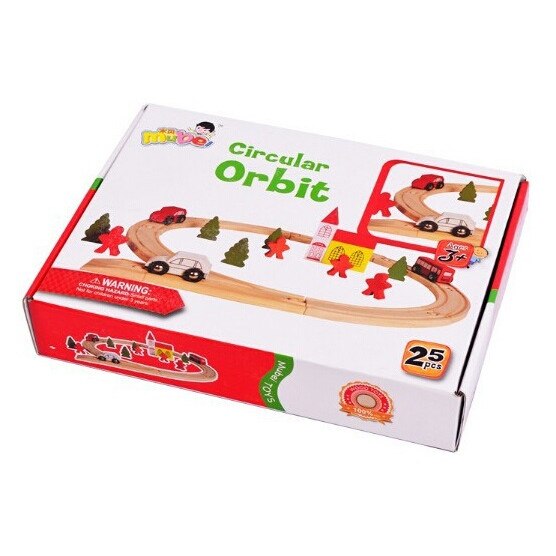 Circuit din lemn + 3 masinute + accesorii, 25 piese