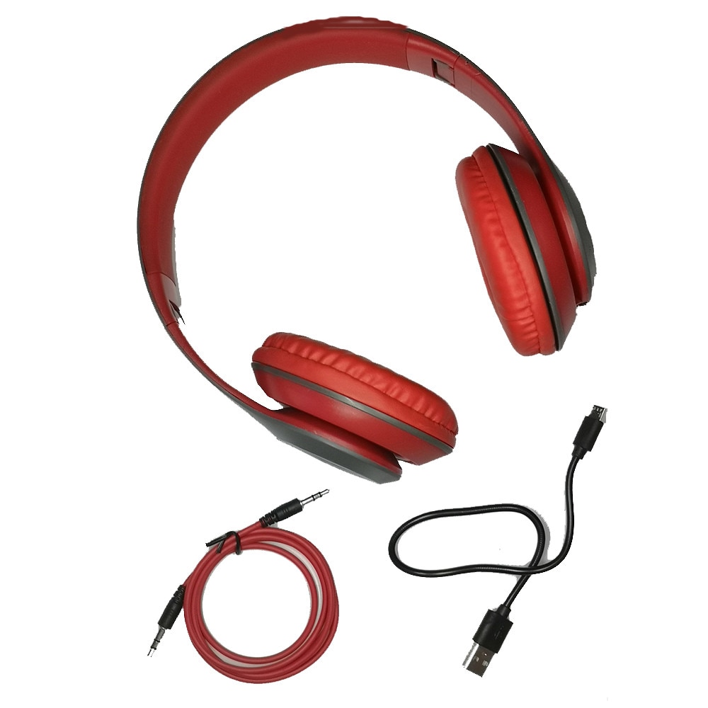 Casti bluetooth cu microfon si radio, P15 rosu