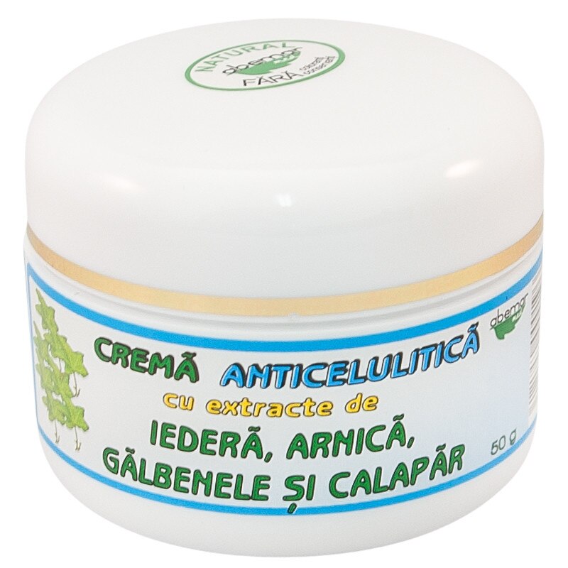 Crema anticelulita cu extracte de iedera, arnica, galbenele, calapar si uleiuri de menta, spearmint, brad, 50 grame