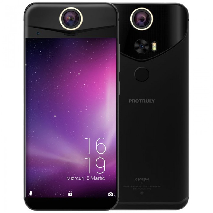 Telefon mobil Protruly V10s, Dual SIM, 4G, Octa-Core Snapdragon 625, 4GB RAM, 64GB, 16MP + capturare foto/video 360 grade, Android 7.1, Black