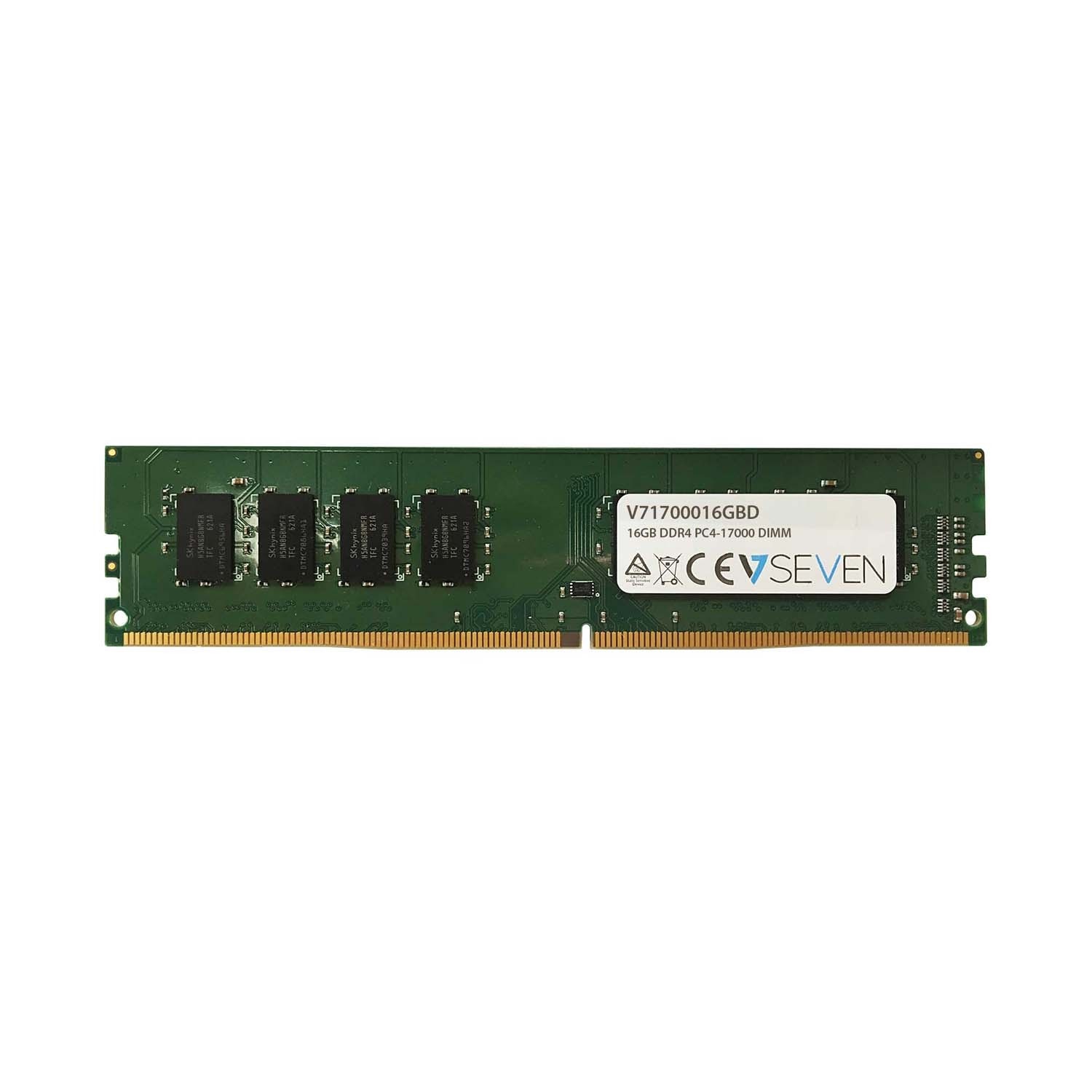 Memorie RAM, V7, 16 GB, DDR4, 2133 MHz, CL15 non ecc Dimm pc4-17000 1.2 V, Verde