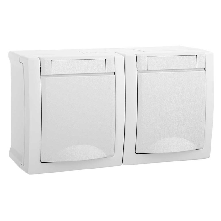 Двойна шуко розетка IP54 Pacific Panasonic White