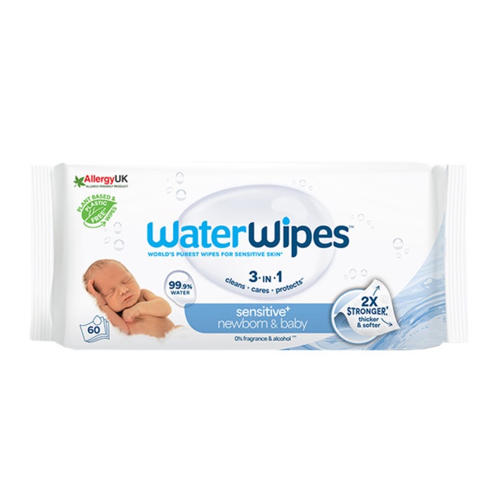 Мокри кърпички WaterWipes с 99,9% вода, 60 броя в пакет