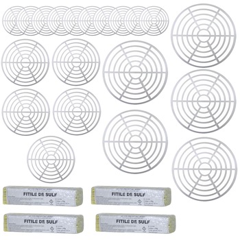 Pachet - 10 x Presa butoi pentru muraturi, Plastic, Alb, 28cm + 5 x Presa butoi pentru muraturi, 35cm + 5 x Presa butoi pentru muraturi, 45cm + 4 x Fitile de sulf Pachet - 10 x Presa butoi pentru muraturi, Plastic, Alb, 28cm + 5 x Presa butoi pentru muraturi, 35cm + 5 x Presa butoi pentru muraturi, 45cm + 4 x Fitile de sulf