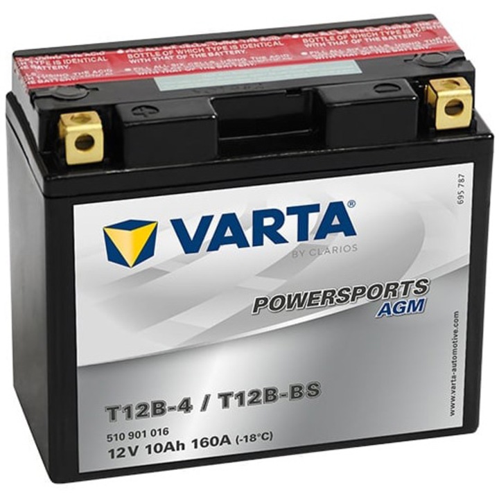 Varta 512901019 Powersports AGM motorkerékpár akkumulátor, 12V, 12Ah, egyenértékű YT12B-BS / YT12B-4