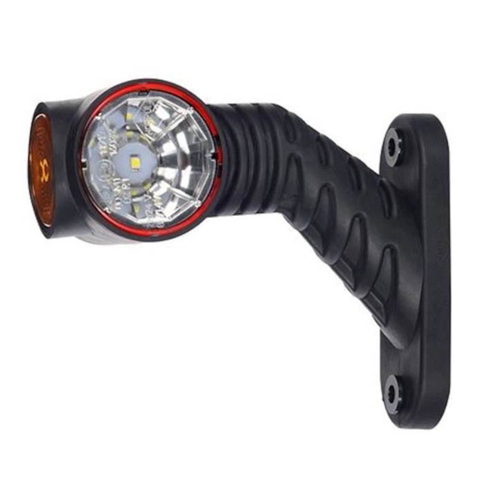 Szélességjelző lámpa ferde karral 45°, 125mm, LED, fehér-piros-sárga, jobb, LD2180 Horpol