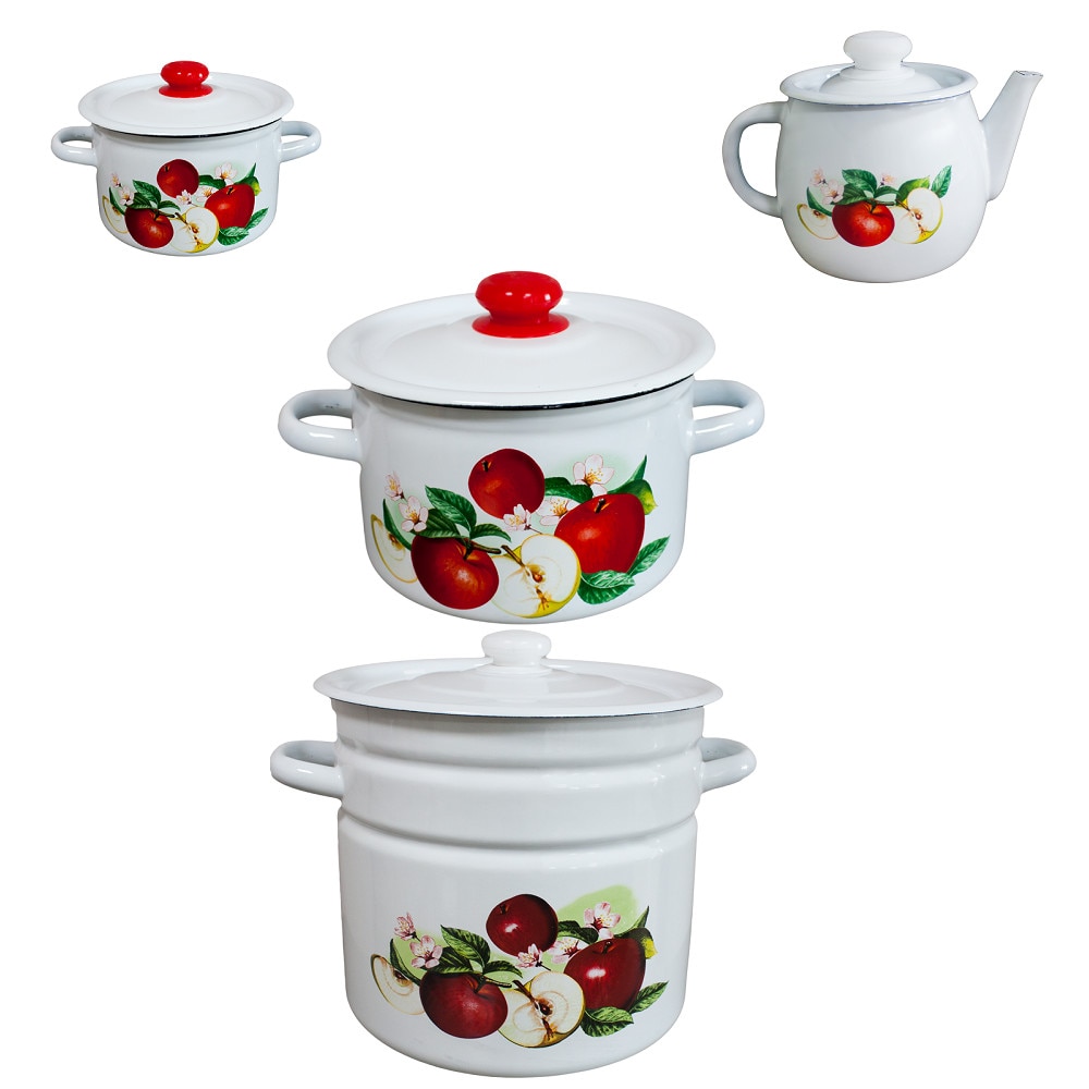 Set 3 oale AROMATNAI emailate 3L,5,5L,9L cu ceainic emailat 1L