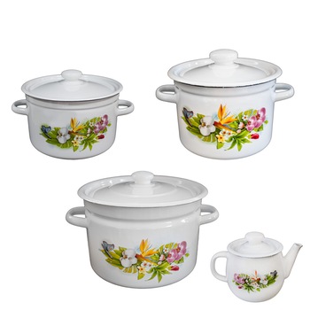 Set 3 oale emailate AVANTA 2L,3L,4,5Lcu ceainic emailat 1L Set 3 oale emailate AVANTA 2L,3L,4,5Lcu ceainic emailat 1L