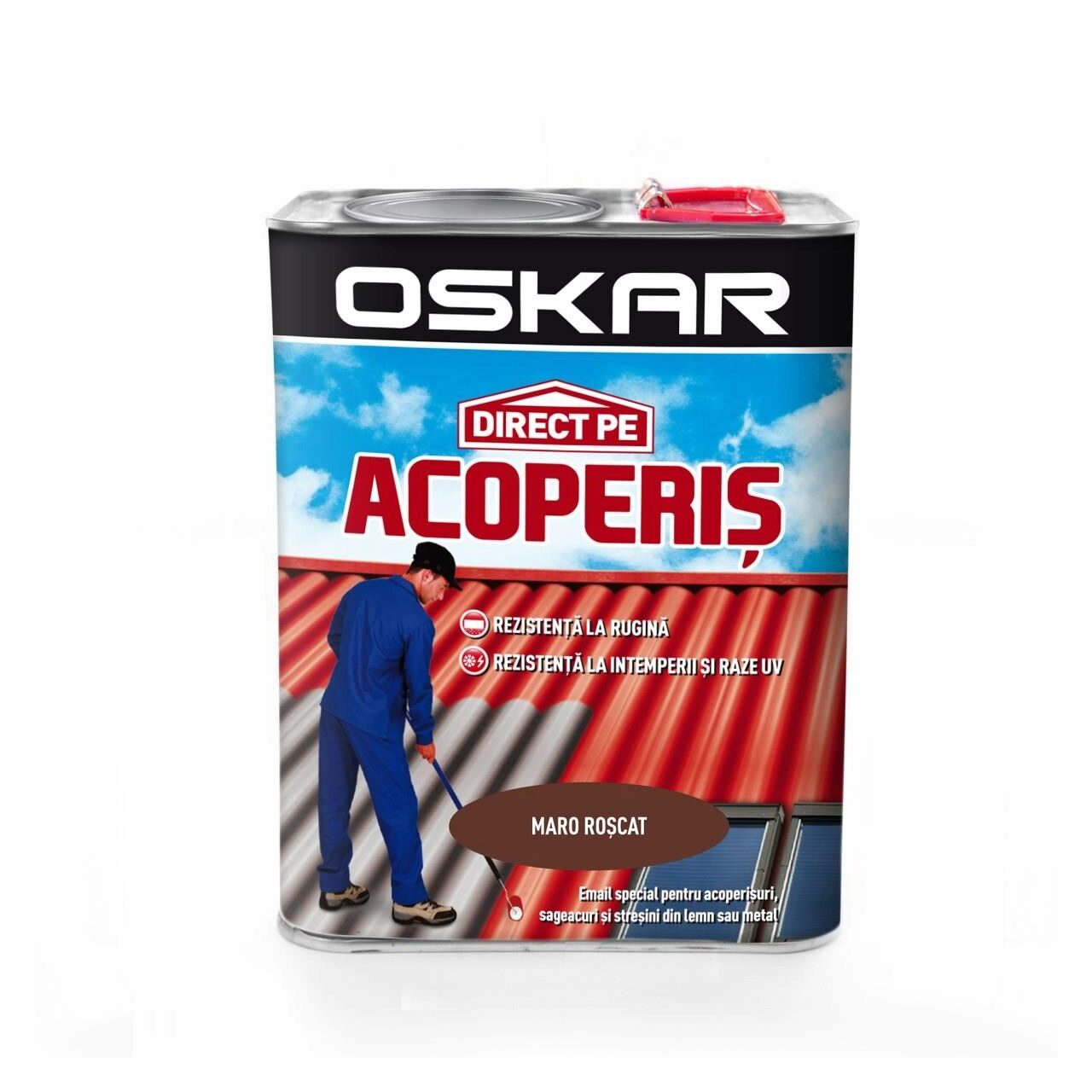 Vopsea alchidica Oskar Direct pe Acoperis maro roscat 2.5L