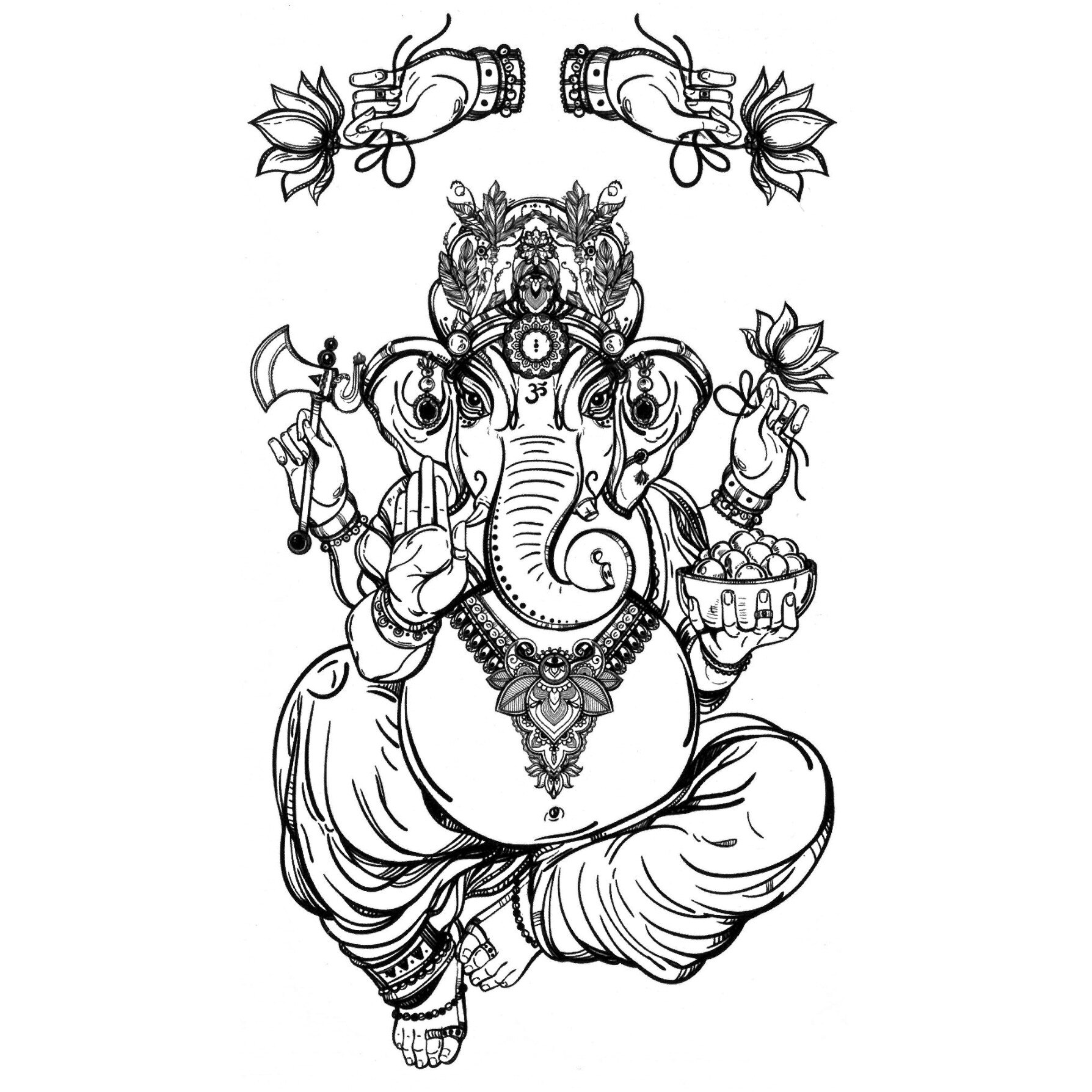 Tatuaj temporar -Zeu Indian - Ganesha- 17x10cm