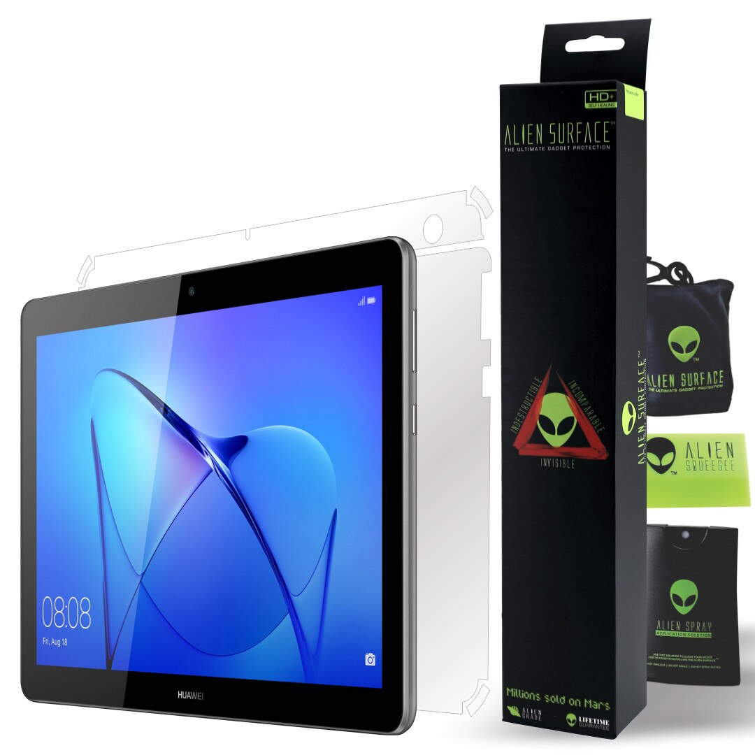 Folie Alien Surface HD, Huawei MediaPad T3 10 inch, protectie spate, laterale + Alien Fiber cadou