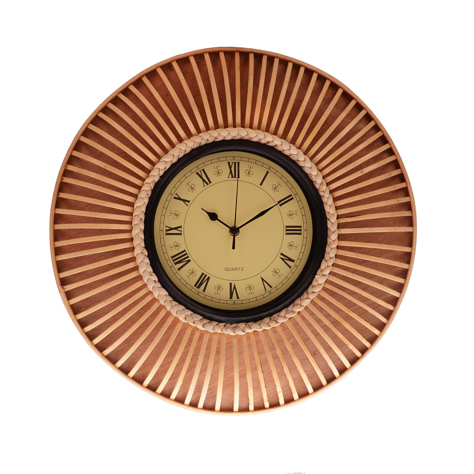 Ceas decorativ din bambus UMI, realizat manual, 49 cm