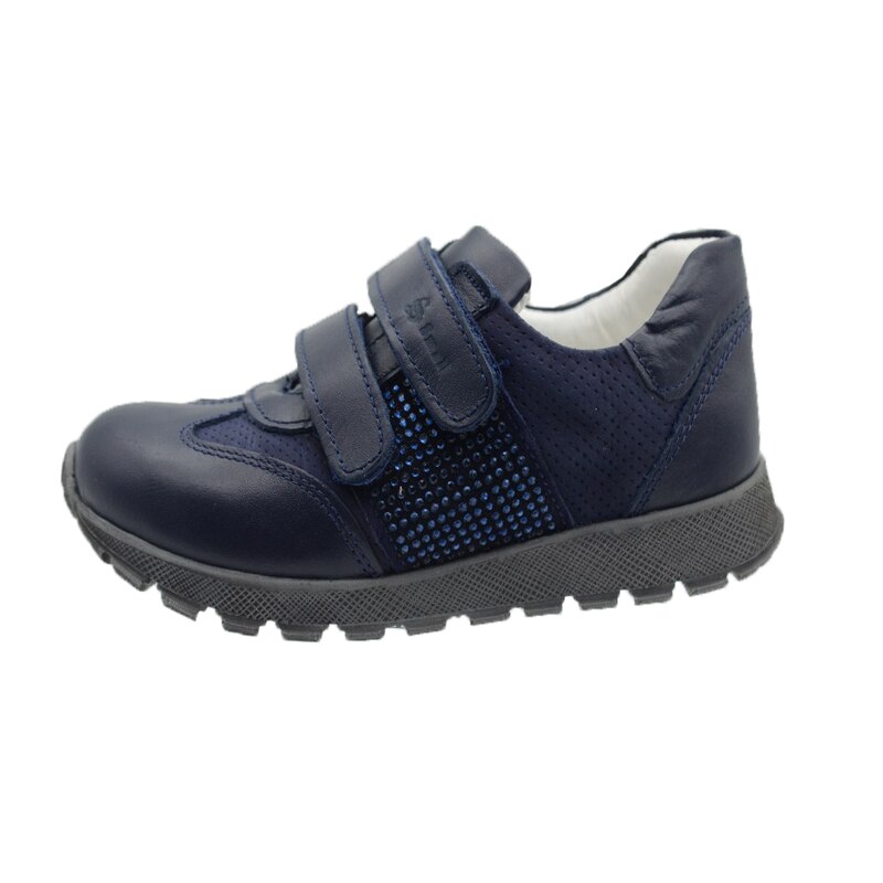Pantofi ortopedici din piele, pentru fete, Small Foot, cu benzi velcro, Bleumarin