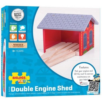 Hangar dublu din lemn BigJigs pentru locomotive - New edition Hangar dublu din lemn BigJigs pentru locomotive - New edition