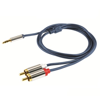 Cablu audio HIFI, mufa stereo jack 3.5 mm, mufe RCA, aurit, 1 m Cablu audio HIFI, mufa stereo jack 3.5 mm, mufe RCA, aurit, 1 m