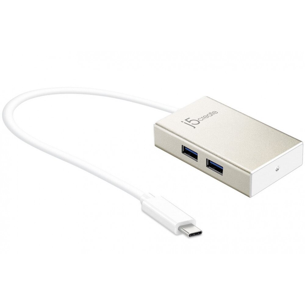Hub j5Create JCH343 USB-C cu 4 porturi USB 3.0, alb