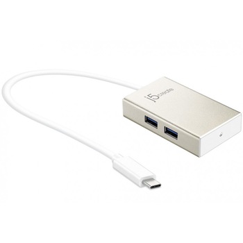 Hub j5Create JCH343 USB-C cu 4 porturi USB 3.0, alb Hub j5Create JCH343 USB-C cu 4 porturi USB 3.0, alb