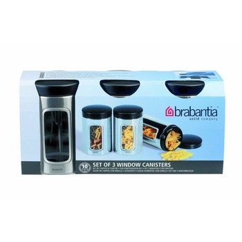 Set 3 recipiente inox depozitare cu fereastra 1.4 l Brabantia Set 3 recipiente inox depozitare cu fereastra 1.4 l Brabantia