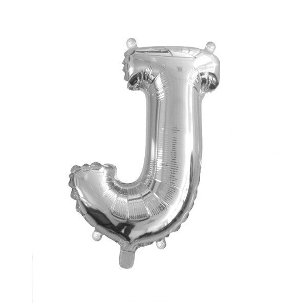 Balon folie litera J argintiu, 41 cm