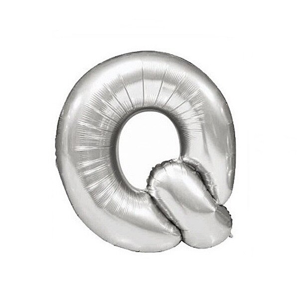 Balon folie litera Q argintiu, 41 cm