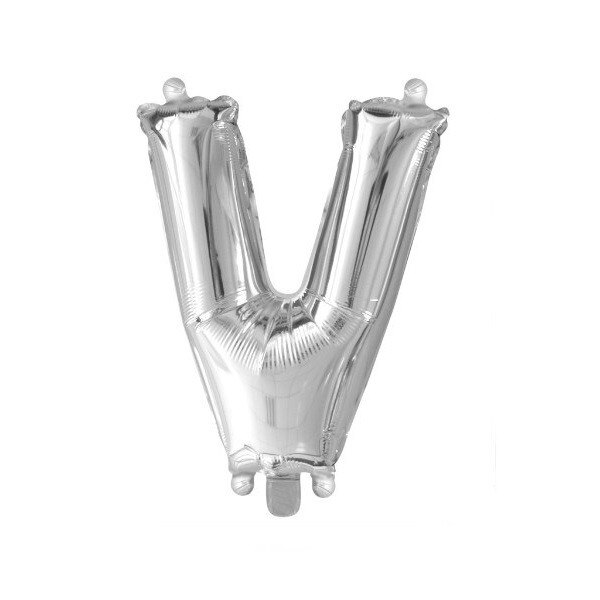 Balon folie litera V argintiu, 41 cm