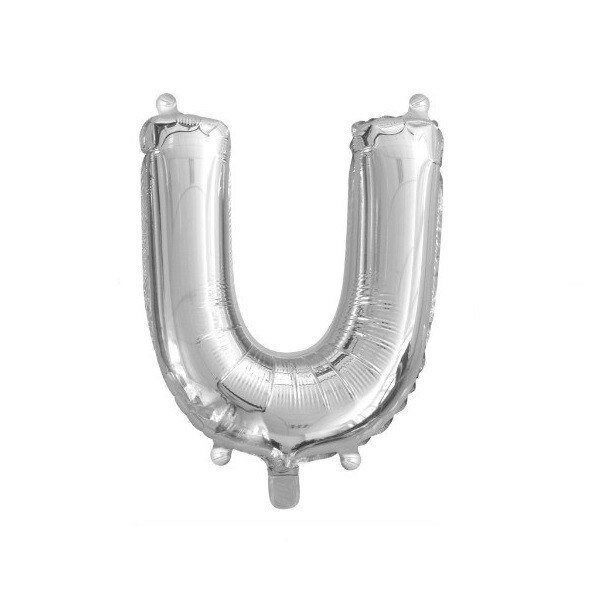 Balon folie litera U argintiu, 41 cm