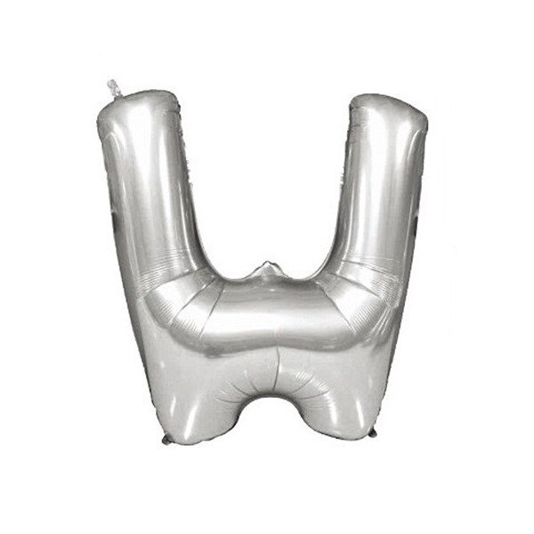 Balon folie litera W argintiu, 41 cm
