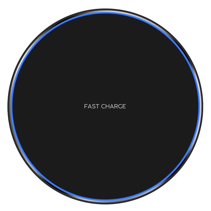 Incarcator Wireless FAST Charging Pad, e-smartgadget®, pentru iPhone 8,8+, X, Xsmax Samsung Galaxy, s8, s9, Note8, 15w, Black