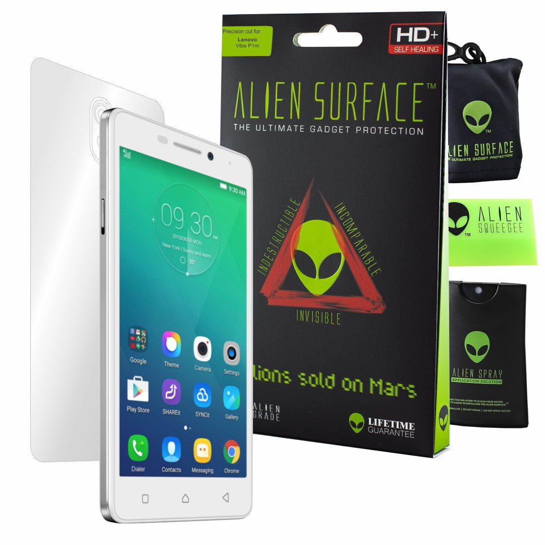 Folie Alien Surface HD, Lenovo Vibe P1m, protectie spate + Alien Fiber cadou