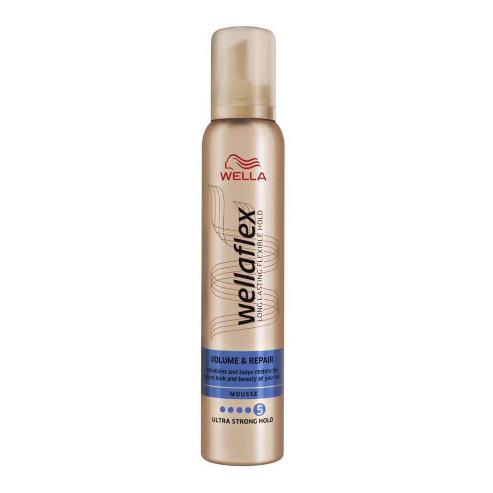 Spuma de par Wella Wellaflex Volume & Repair pentru fixare foarte puternica, 200 ml