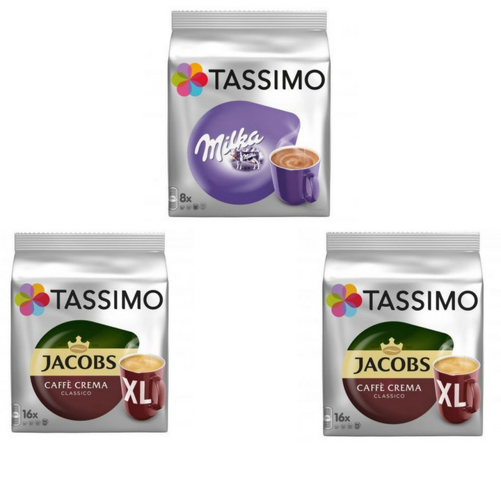 Pachet Promo Jacobs Tassimo Milka,Crema XL, 505.6 g
