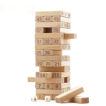 Joc Turnul Cazator din lemn natur cu numere 54 piese , Robentoys Joc Turnul Cazator din lemn natur cu numere 54 piese , Robentoys