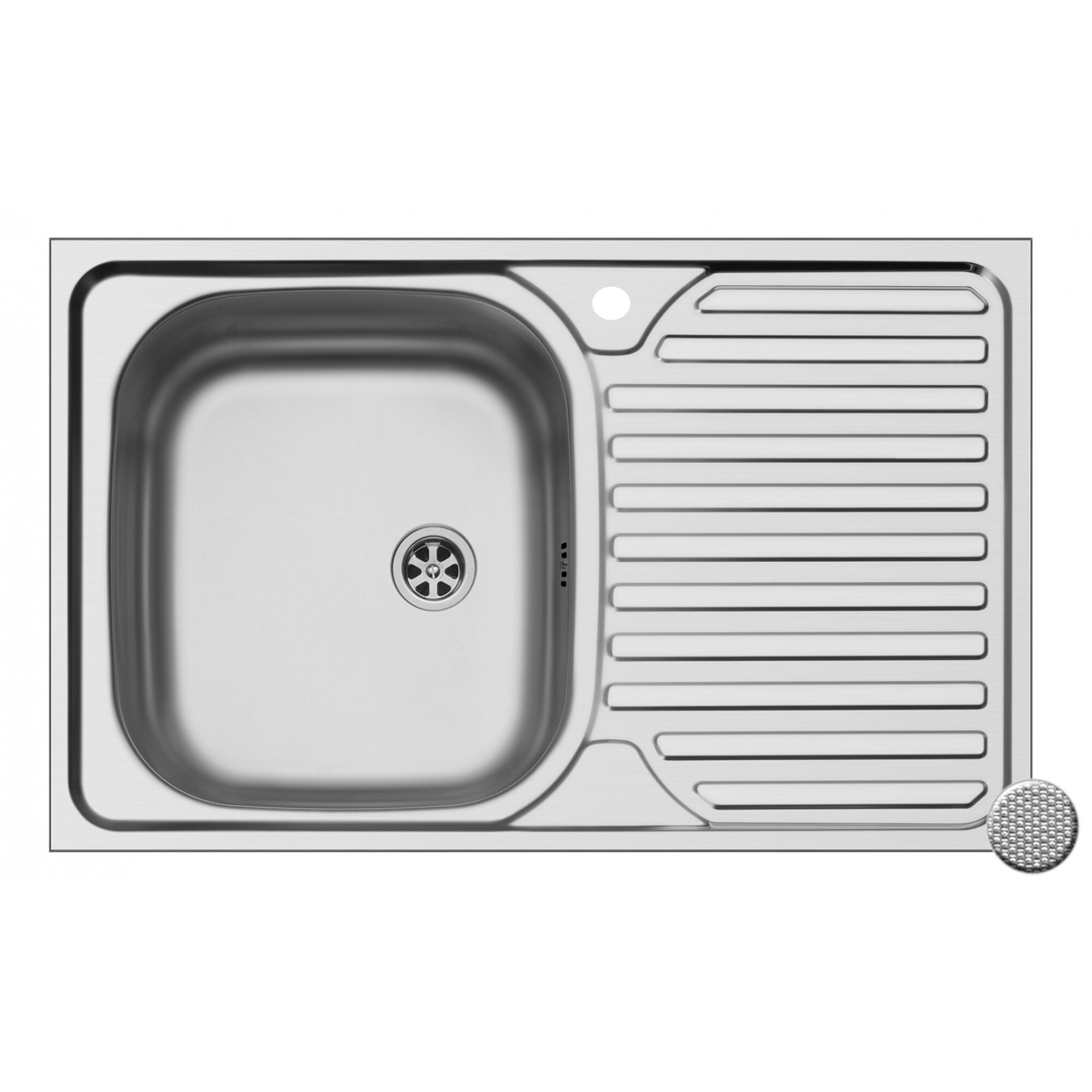 Chiuveta bucatarie Pyramis Ecoline CORE, 800x500mm, adancime 140mm, orientare cuva stanga, montare pe masca, finisaj anti zgariere