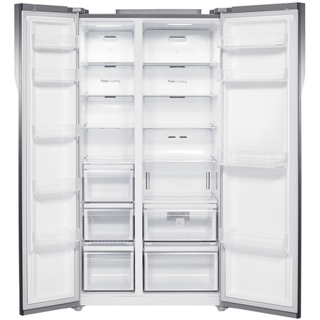 Side by side Samsung RS552NRUA1J, 538 l, Clasa A+, Full No Frost, Twin Cooling, Compresor Digital Invertor, H 179 cm, Alb