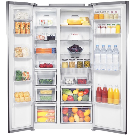 Side by side Samsung RS552NRUA1J, 538 l, Clasa A+, Full No Frost, Twin Cooling, Compresor Digital Invertor, H 179 cm, Alb