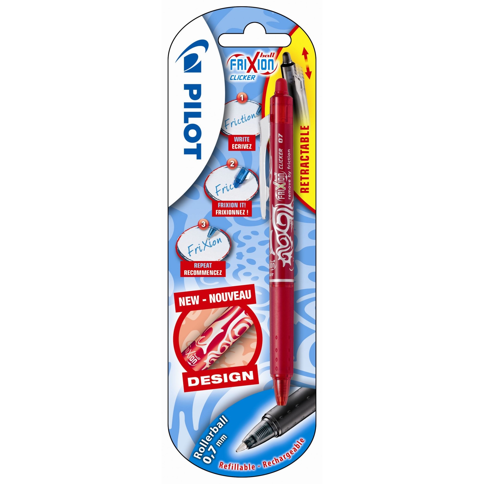 Roller Pilot Frixion Clicker 0.7mm blister, rosu