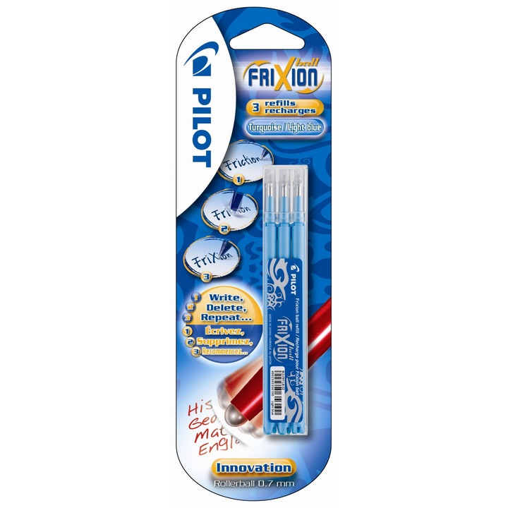 Set 3 rezerve Pilot Roller Frixion Ball, Bleu