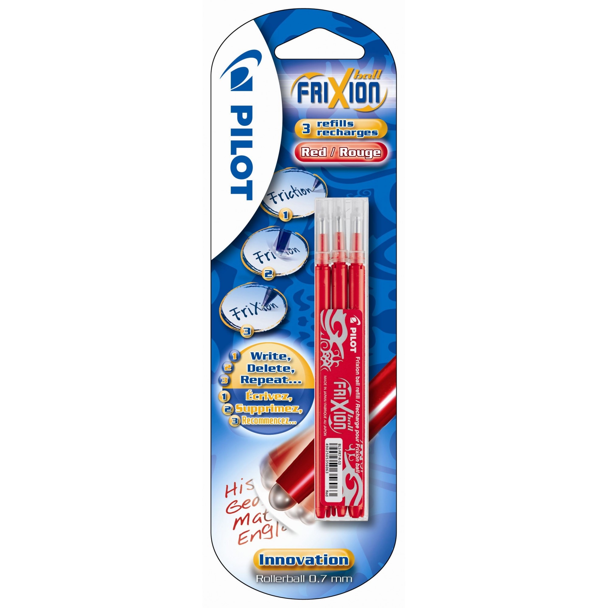 Set 3 rezerve Roller Frixion Ball Pilot, Rosu