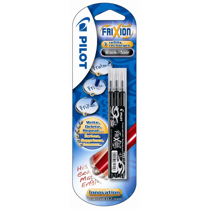 Комплект 3 резерви Pilot Roller Frixion Ball, Черни