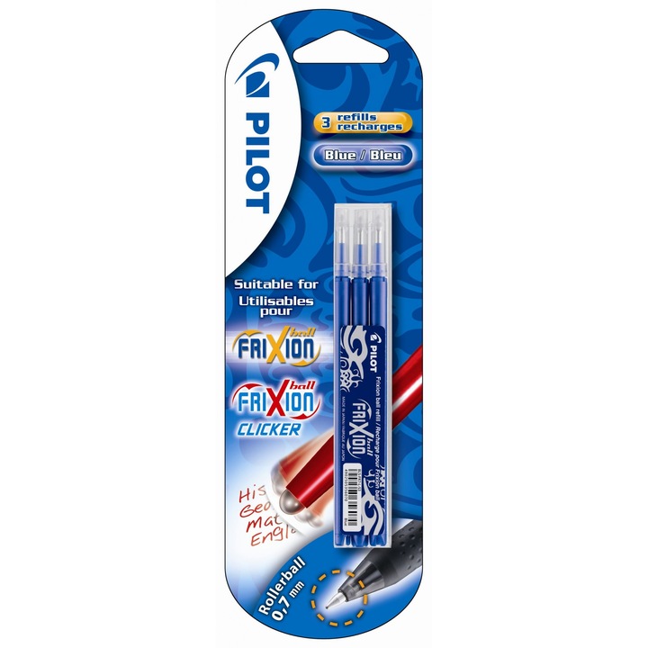 Set 3 rezerve Roller Pilot Frixion Ball, Albastru